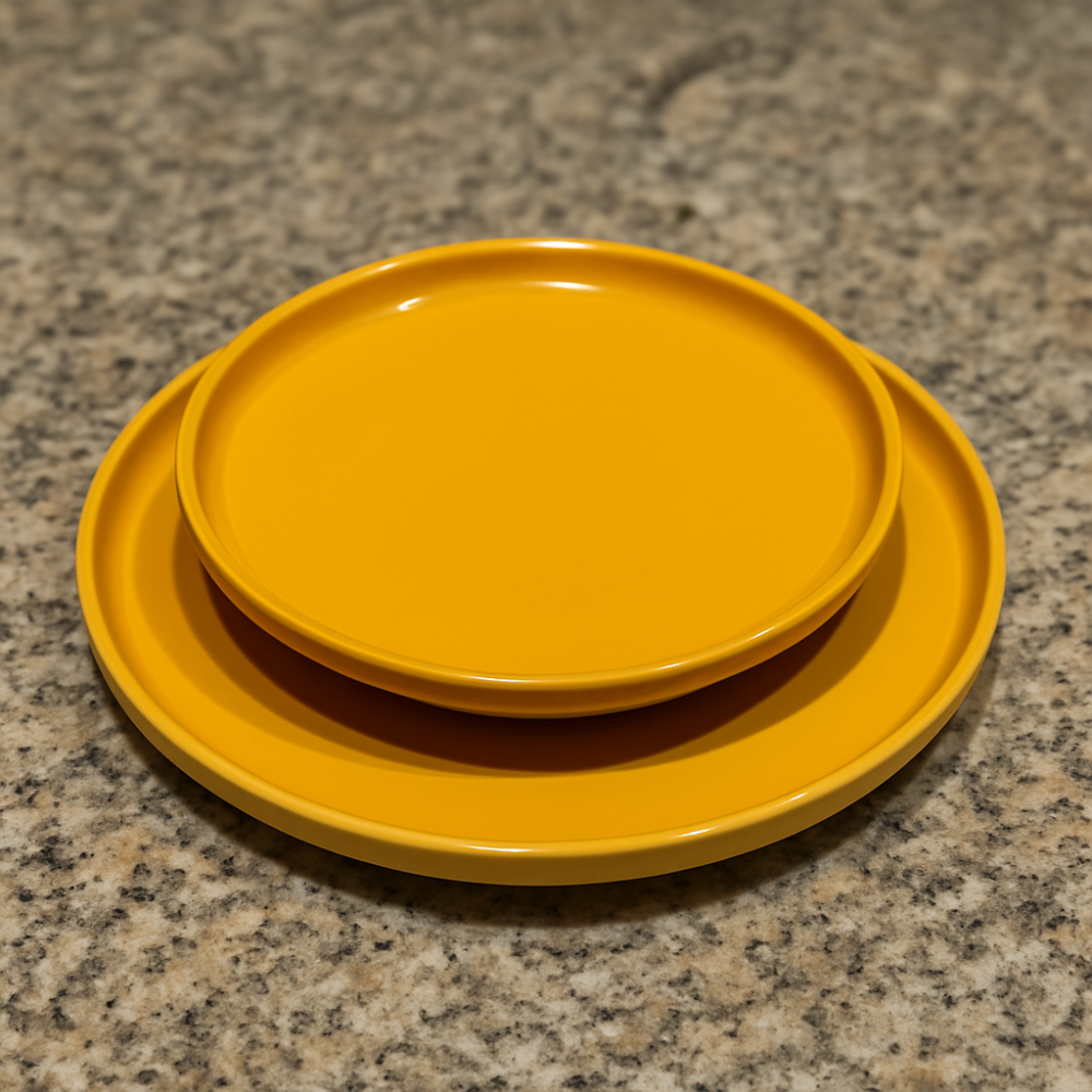 Set vesela 18 piese, pentru 6 persoane, Ceramica, design modern, culoare Galben [3]