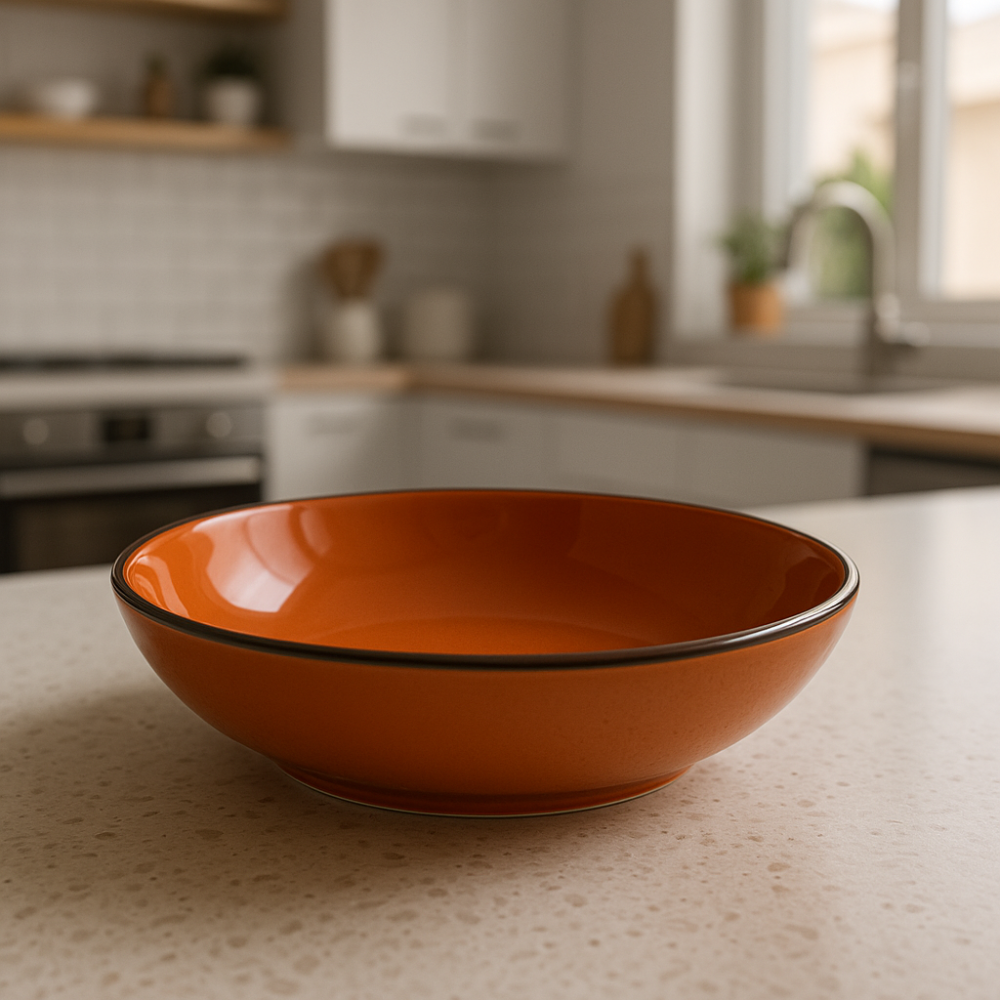 Set vesela 18 piese, pentru 6 persoane, Ceramica, design modern, culoare Galben, Portocaliu [7]