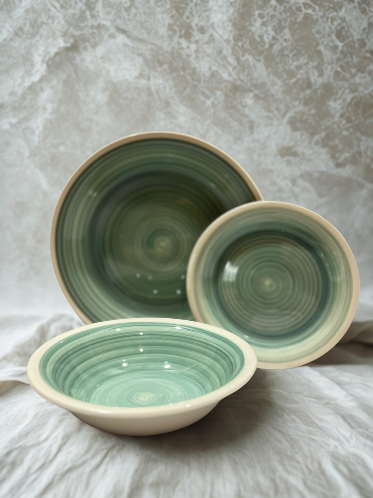 Set vesela 18 piese, pentru 6 persoane, Ceramica, design modern, forma spirala, culoare Vernil [1]