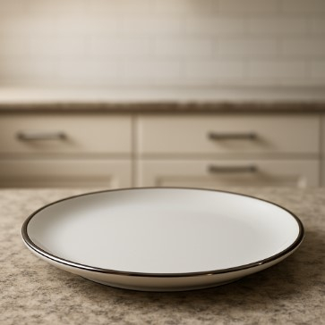 Set vesela ceramica 16 piese, Alb cu margine argintie, 26.5x20cm farfurie, 20cm bol pentru supa [3]