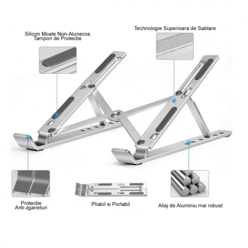 Suport laptop reglabil, argintiu [4]