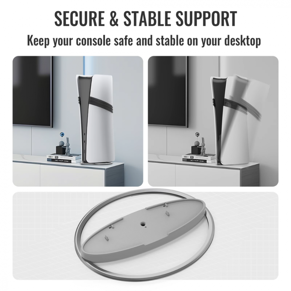 Stand vertical pentru PS5/PS5 Slim/PS5 Pro,  usor de instalat, stabil, Gri [2]