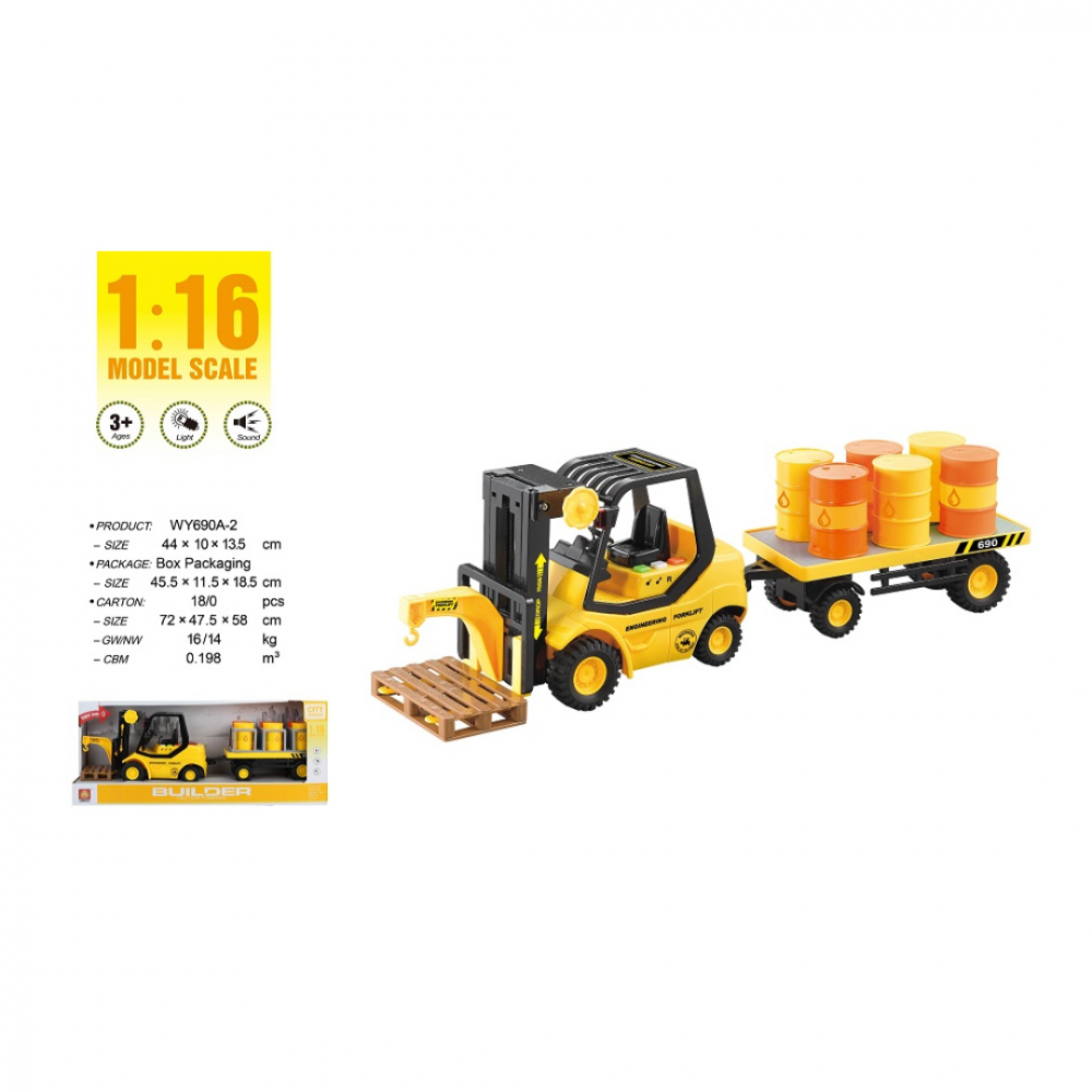 Stivuitor cu remorcă încărcată cu butoaie, scară 1:16 [2]