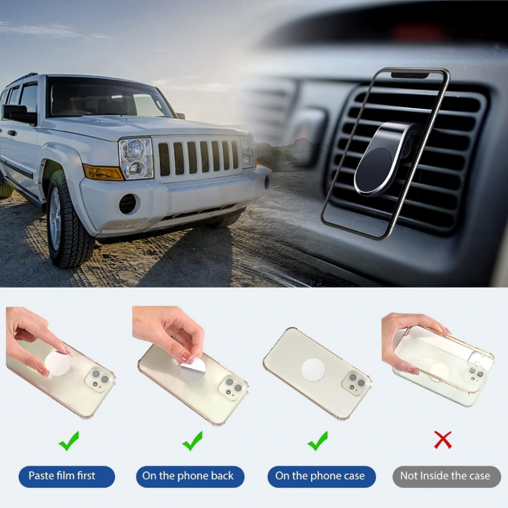 Suport auto magnetic pentru telefon, cu prindere în grilă [6]