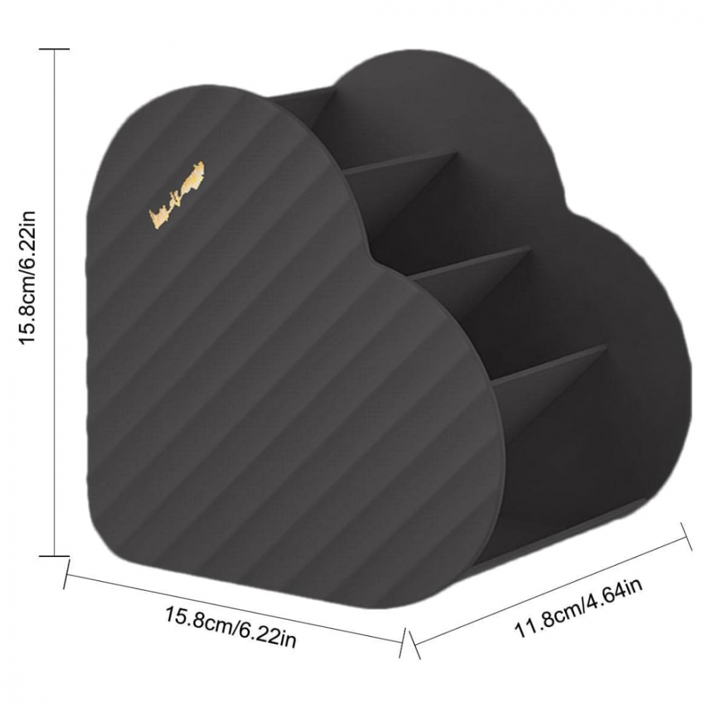 Suport pensule machiaj inimă, Negru [5]