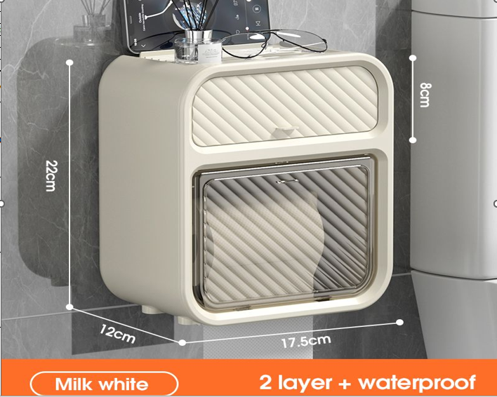 Suport pentru hartie igienica de baie, montare fara gaurire, 22x17x12 cm, Alb [1]