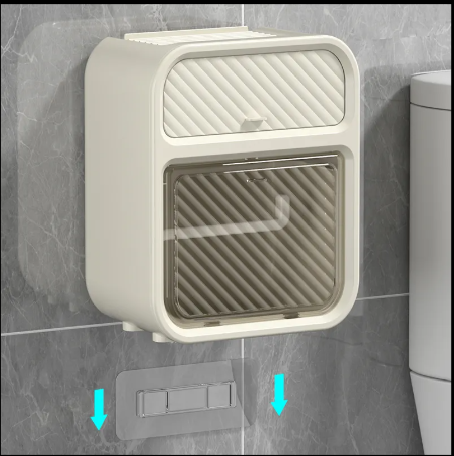 Suport pentru hartie igienica de baie, montare fara gaurire, 22x17x12 cm, Alb [4]