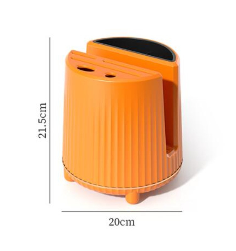 Suport pentru tacamuri din plastic, suport rotativ 360 grade, organizator multifunctional pentru ustensile de bucatarie, 21x 20 x21.5cm, Portocaliu [1]