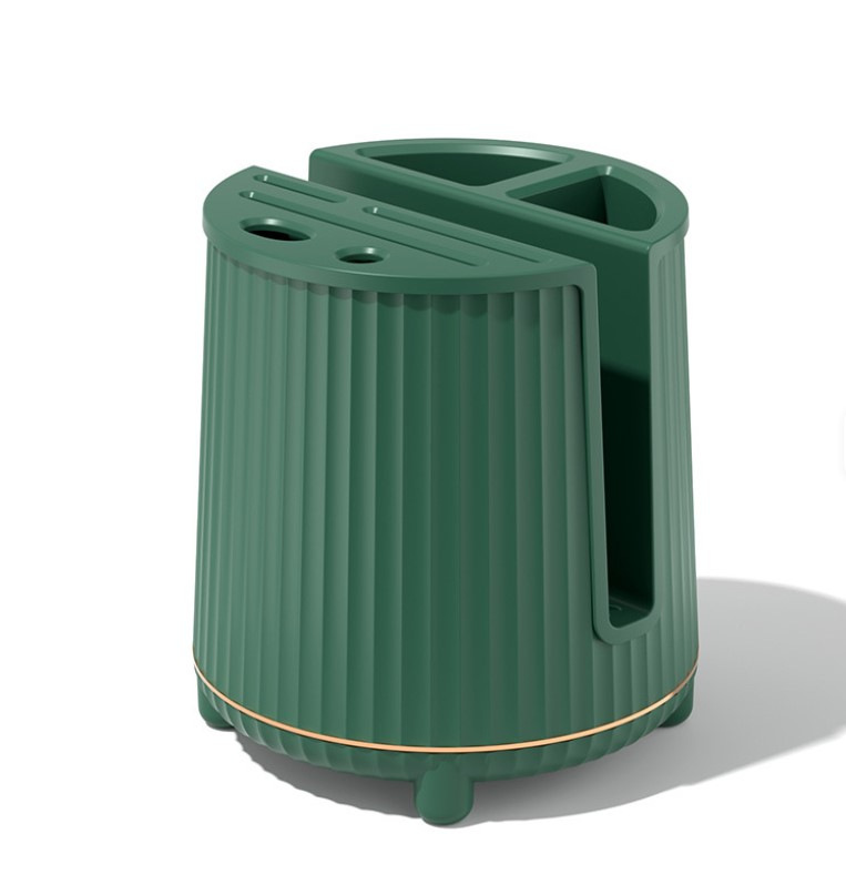 Suport pentru tacamuri din plastic, suport rotativ 360 grade, organizator multifunctional pentru ustensile de bucatarie, 21x 20 x21.5cm, Verde [1]