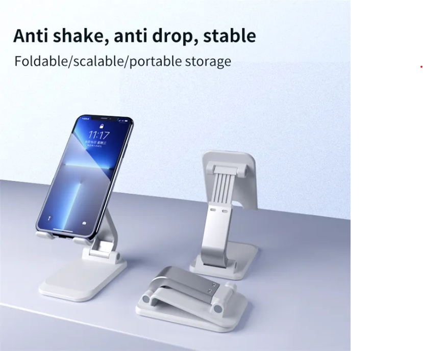 Suport Reglabil pentru Telefon si Tableta din ABS - Pliabil si Compact, Alb [5]