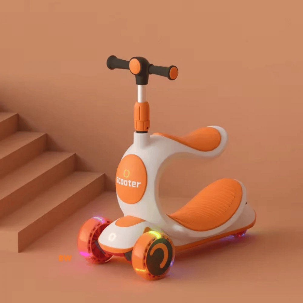 Trotinetă cu scaun, roți cu leduri și ghidon reglabil pe înălțime, portocaliu [3]