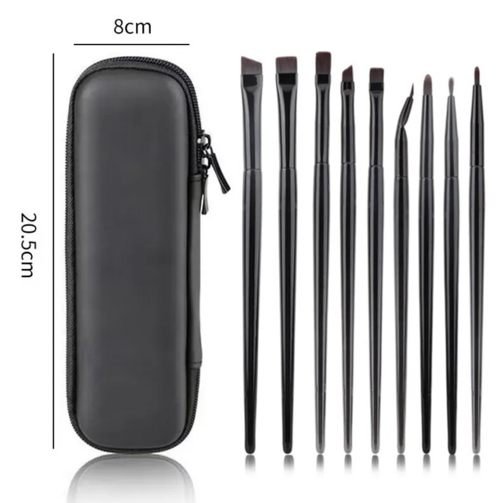 Trusă 9 pensule machiaj pentru ochi, cu etui din piele ecologică [5]