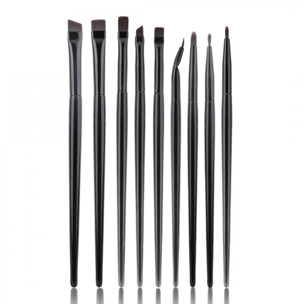 Trusă 9 pensule machiaj pentru ochi, cu etui din piele ecologică [4]