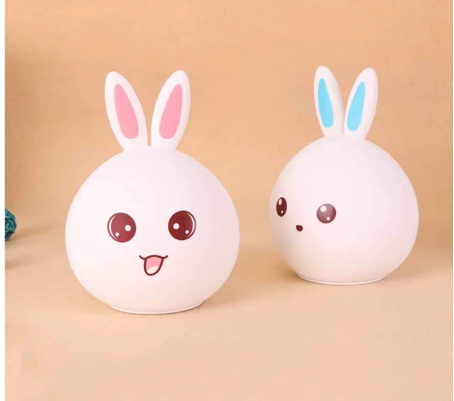 Veioza din silicon, model iepuras, LED, Alb/Bleu [6]