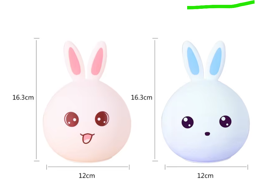 Veioza din silicon, model iepuras, LED, Alb/Roz [4]