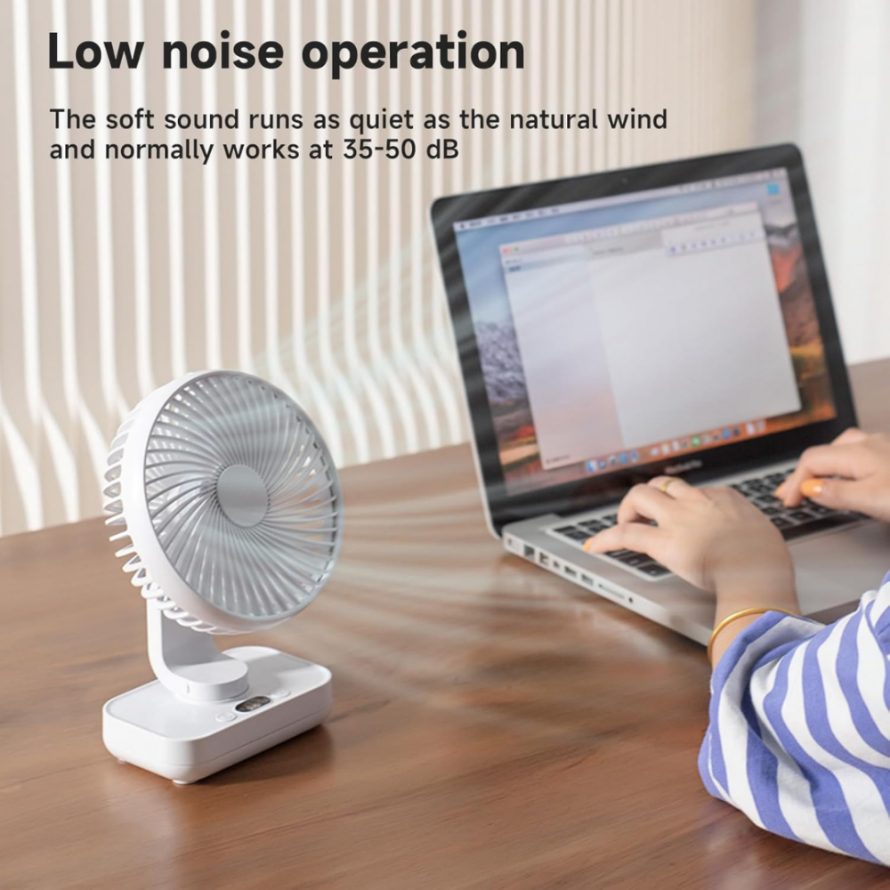 Ventilator portabil pentru birou, silențios, 4 viteze, Alb [3]