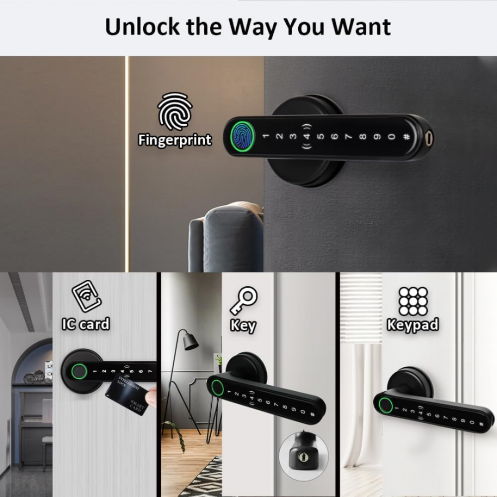 Yală digitală smart cu amprentă și cod PIN, pentru locuință/hotel [5]