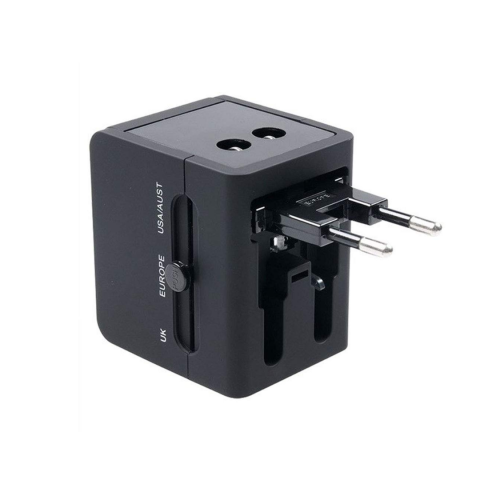 Travel - Adaptor priză călătorie universal (EU/UK/US/AU) cu 2 porturi USB