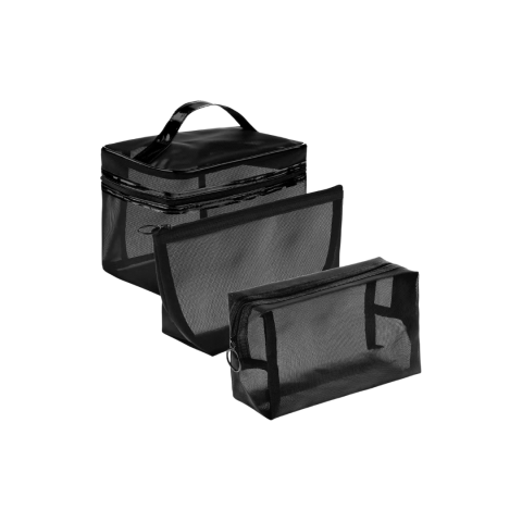 Organizare și Depozitare - Set 5 piese portfarduri cu fermoar din plasă, Negru