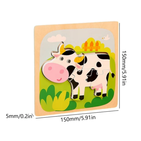 Puzzle cu 4 piese 3D, model văcuță [6]