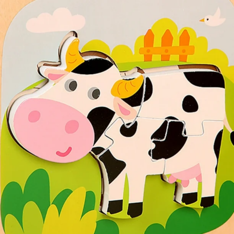 Puzzle cu 4 piese 3D, model văcuță [5]