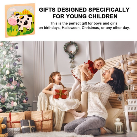 Puzzle cu 4 piese 3D, model văcuță [3]