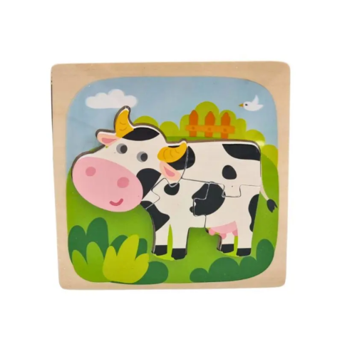 Puzzle cu 4 piese 3D, model văcuță [7]