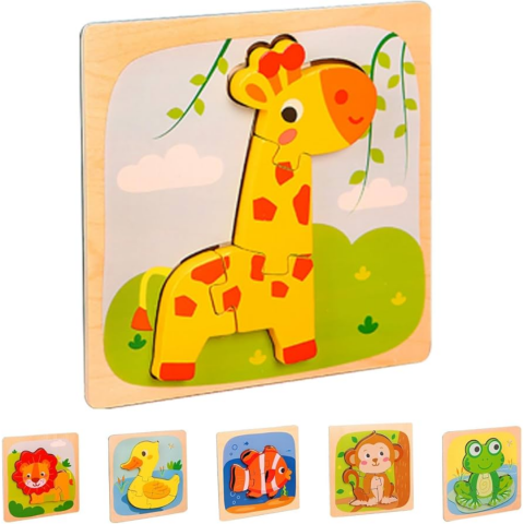 Puzzle cu 5 piese 3D, model girafă [4]