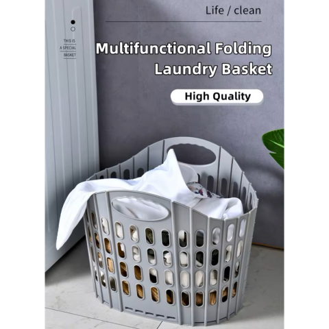 Coș mare pliabil din plastic, gri [6]