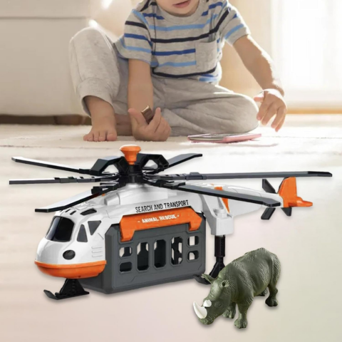 Elicopter de salvare animale sălbatice cu figurină rinocer [7]