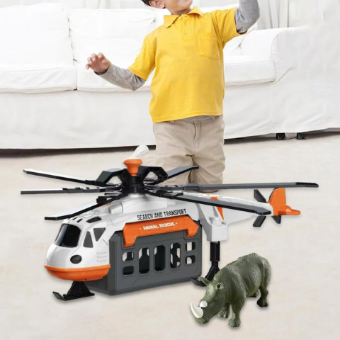 Elicopter de salvare animale sălbatice cu figurină rinocer [5]