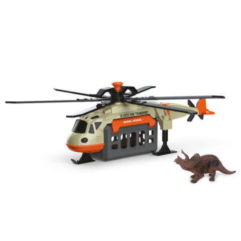 Jucării băieți - Elicopter de salvare animale sălbatice cu figurină rinocer
