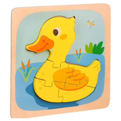 Jucării educative - Puzzle 3D din lemn, model rățușcă