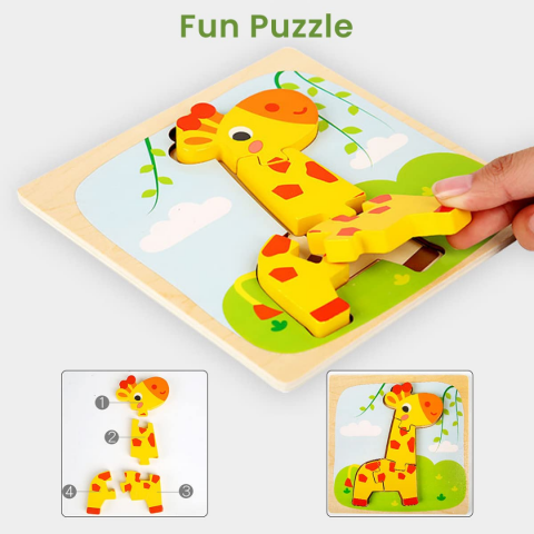 Puzzle cu 5 piese 3D, model girafă [1]