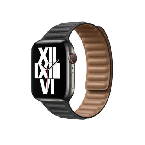 Curele Ceas - Curea magnetică din piele compatibila cu Apple Watch 42/44/45/49mm, reglabila, Midnight Black