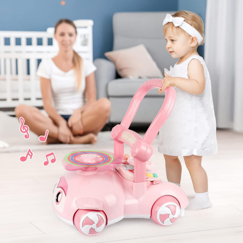 Antepremergător pentru copii, cu volan și elice, Roz [6]