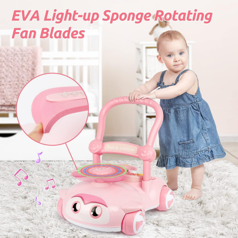 Antepremergător pentru copii, cu volan și elice, Roz [2]