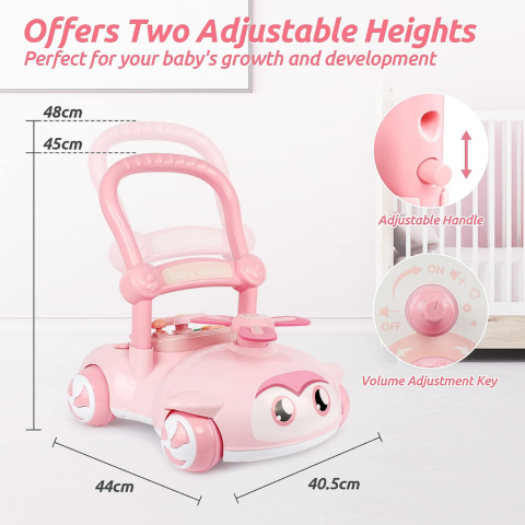 Antepremergător pentru copii, cu volan și elice, Roz [5]