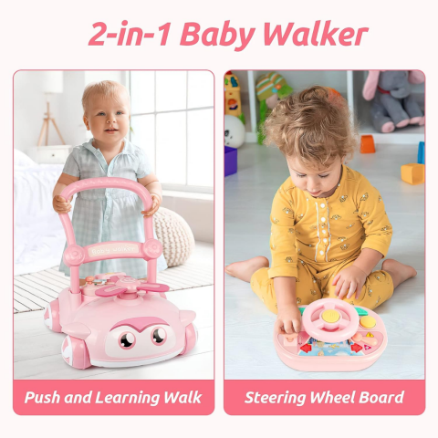 Antepremergător pentru copii, cu volan și elice, Roz [1]