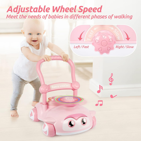 Antepremergător pentru copii, cu volan și elice, Roz [4]