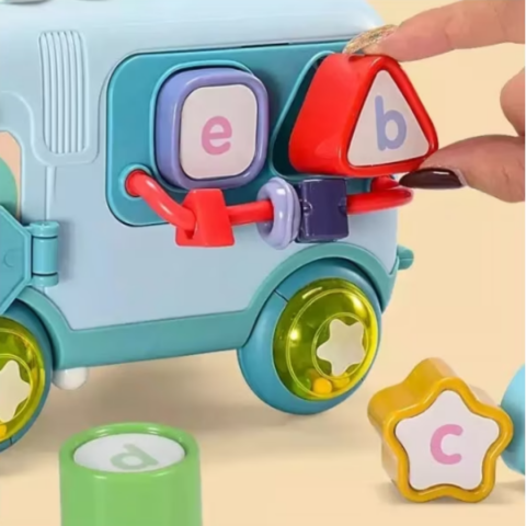 Autobuz cu xilofon și carusel de jucării, Bleu [4]