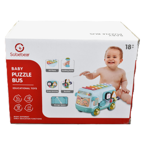 Autobuz cu xilofon și carusel de jucării, Bleu [6]