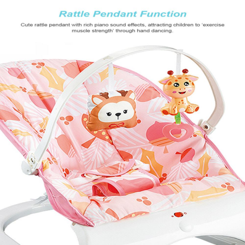 Balansoar și scaun 3 în 1 pentru bebeluși și copii, Roz [4]