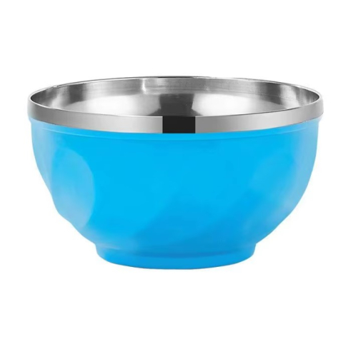 Gătit - Bol bucatarie din inox cu capac, albastru deschis, 17 cm