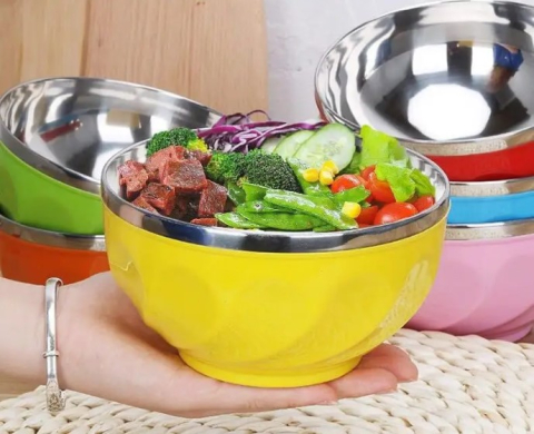 Bol bucatarie din inox cu capac, albastru deschis, 17 cm [5]