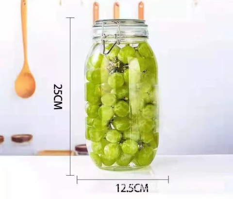 Depozitare și Organizare - Borcan sticla 2000 ml, capac etans, garnitura silicon, Depozitare alimente, Condimente, Cereale, Dulceata, Transparent