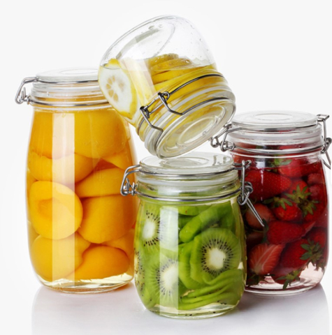 Borcan sticla 2000 ml, capac etans, garnitura silicon, Depozitare alimente, Condimente, Cereale, Dulceata, Transparent [3]