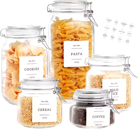 Borcan sticla 750 ml, capac etans, garnitura silicon, Depozitare alimente, Condimente, Cereale, Dulceata, Transparent [2]