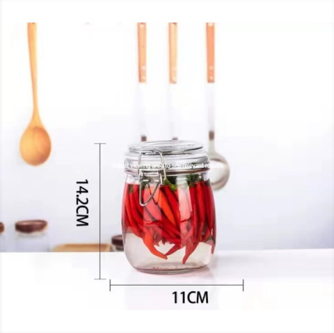 Depozitare și Organizare - Borcan sticla 750 ml, capac etans, garnitura silicon, Depozitare alimente, Condimente, Cereale, Dulceata, Transparent