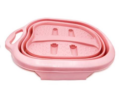 Cadita pentru picioare, design pliabil, cu role pentru masaj, roz [2]